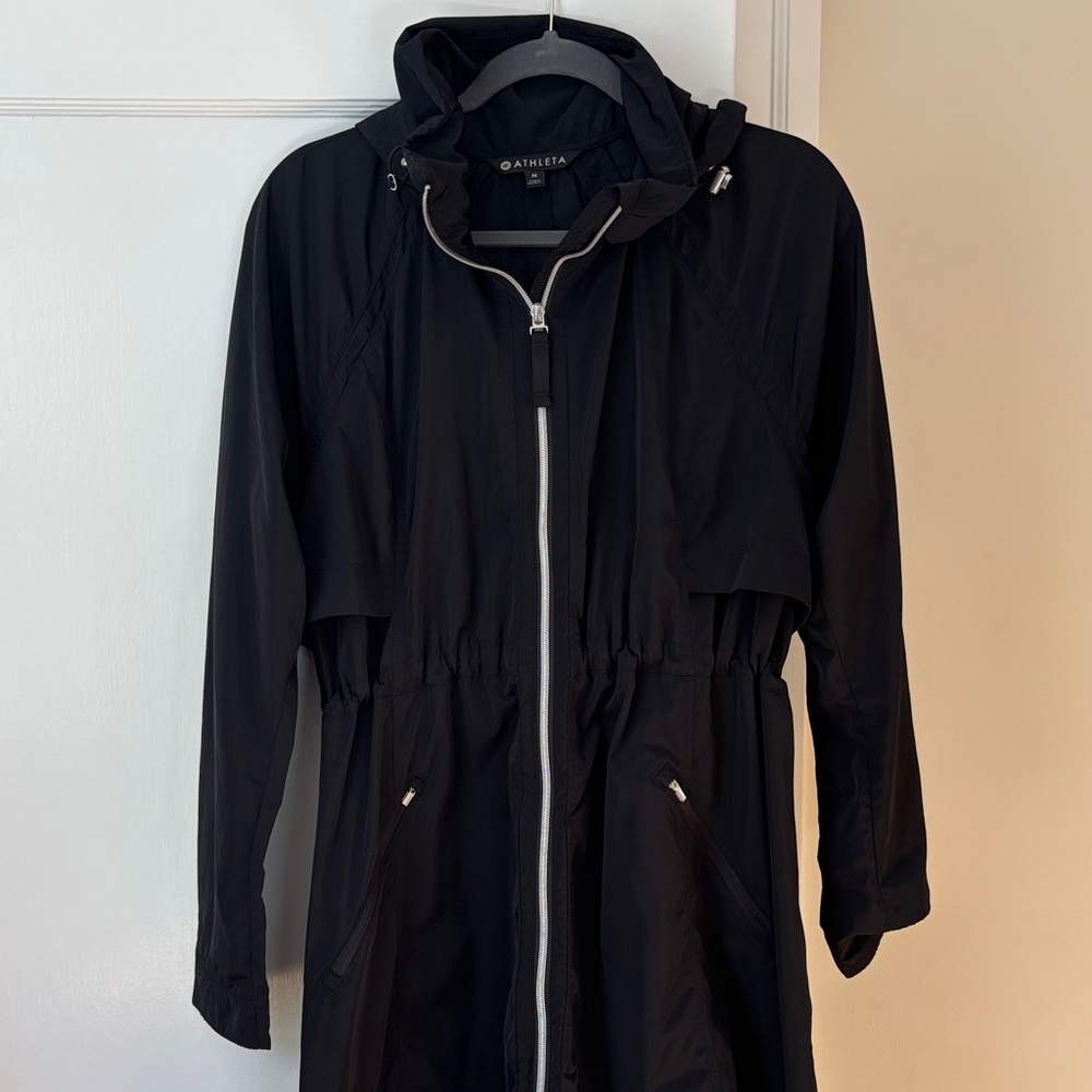 Athleta Black Hooded Utility Coat
